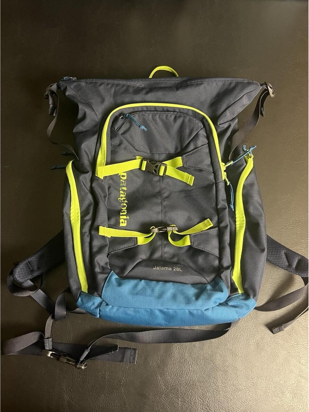 Patagonia Jalama 28L Backpack Blue Neon Green Travel Bag Padded Laptop Daypack